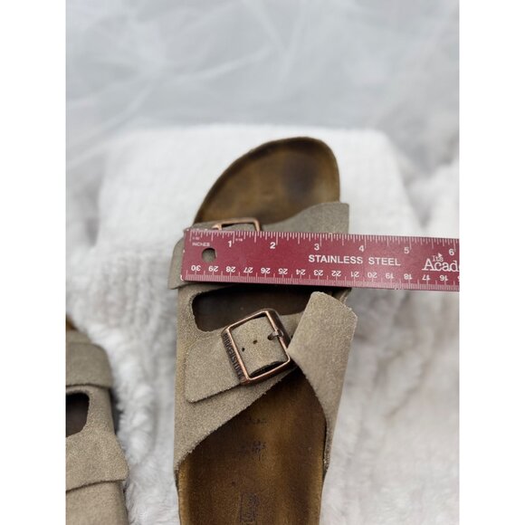 Birkenstock Arizona Suede Leather Sandals Tan Dual Strap Slip-On Footbed Size 39 - Picture 12 of 16